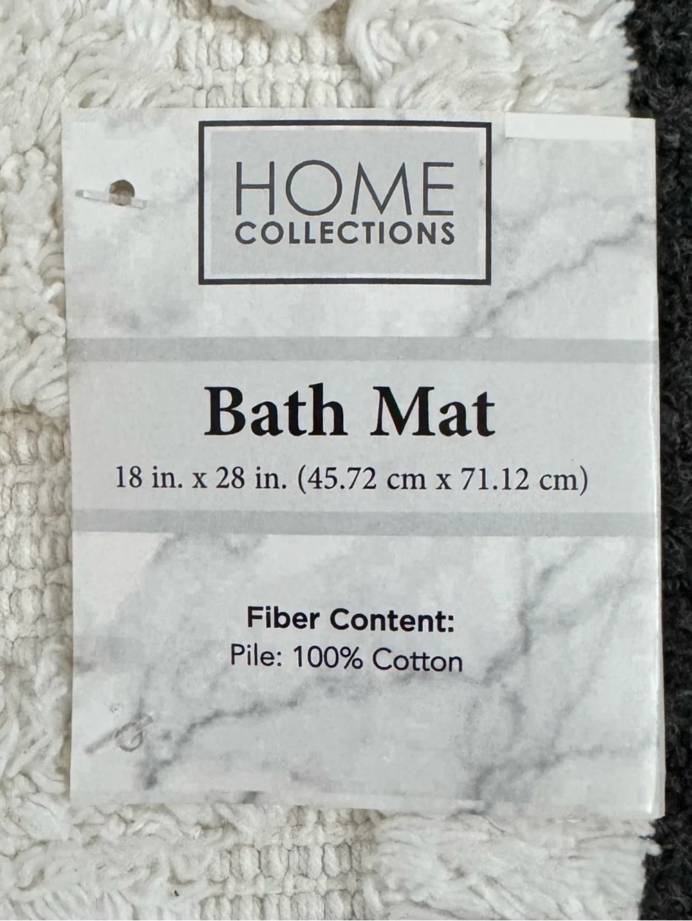 Home Collections Checkered Fringe Bath Mat Cotton Ivory 18x28 NWT